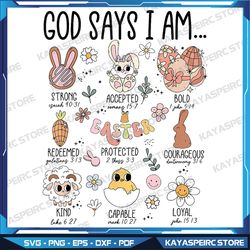 Retro God Says I Am Png, Christian Jesus Happy Easter Day Bunny Png, Easter PNG, Christian Easter PNG, Easter