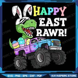 Happy Eastrawr Png, Easter Eggs Monster Truck T-Rex Bunny Png, Happy Easter Png, kids Easter png, Easter truck png