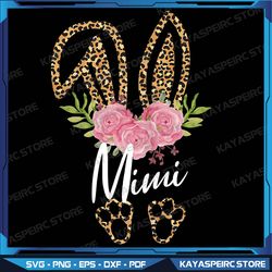 Mimi Bunny Ears Easter Day Png, Cute Leopard Print Floral Png, Happy Easter Mini, Easter Bunny Png, Easter Png