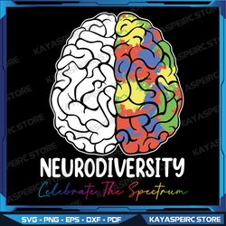 Neurodiversity Svg, Autism Spectrum ASD ADHD Rainbow Brain Svg, Neurodiversity Svg Celebrate The Spectrum Svg