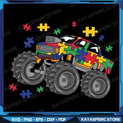 Monster Truck Puzzles Svg, Cute Autism Awareness ASD Svg, Autism Awareness Svg, monster truck Svg, Autism puzzle Svg
