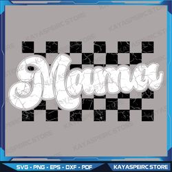 Retro Mama Checkered Vintage Mothers Day Mom Women Svg, Retro Mama Checkered Svg, Black And White Outline