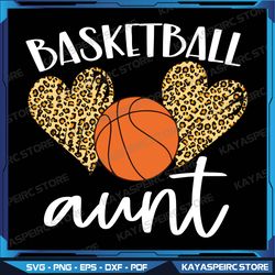 Basketball Aunt Leopard Heart Aunt Funny Mothers Day Svg, Leopard Heart Basketball Aunt Svg, Cheetah Basketball Auntie