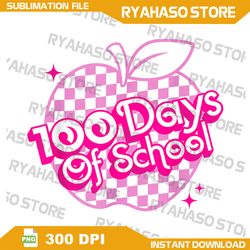 100 Days Of School PNG, Pink Png, Apple Png, 100th Day Of School Teacher Png, Back To School Png, Instant Download