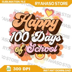 Retro 100 Days of School Teachers Kids Groovy Png, 100th Day Png, 100 Days of School Png, School Pvg, Retro School Png