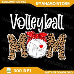 Volleyball Mom Leopard Messy Bun Game Day Funny Mothers Day Png, Volleyball Mama Design, Volleyball Png, Volleyball Mom
