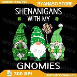St Patricks day lucky Shamrock leopard gnomes Irish women Png, Shenanigans Squad Gnomes St. Patricks Day Png