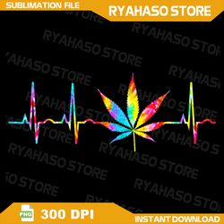 Weed Funny Cannabis Marijuana Leaf Png, Heartbeat Stoner Tie Dye Png, Marijuana Png, Colorful leaf Png, Cannabis PNG
