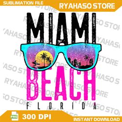 Miami Beach Png, Florida Sunset Retro Souvenir Surf Miami Png,Palm Trees and Sunset Png, Miami beach 2024 Png