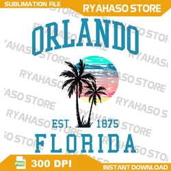 Orlando Florida Vintage Beach Palm Trees Summer Png, Summer Palm Png, Sunset Background Png, Summer Png