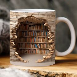 3D Book Mug Wrap, 11oz And 15 Oz Mug Design, 3D Bookshelf Mug Sublimation, 3D Mug Wrap, 11oz Mug Png, 15oz Mug PNG Book