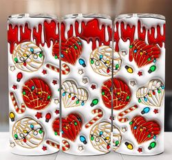 3D Christmas Conchas Cafecito y Chisme Inflated Tumbler Wrap, Concha Lights Christmas Puffy 20oz Tumbler Wrap, Xmas Conc