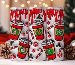 3D Christmas Coffee Inflated Tumbler Wrap, 3D Puffy Gingerbread, Sweet But Twisted, 3D Santa Claus Wrap,Xmas Snack Puff,