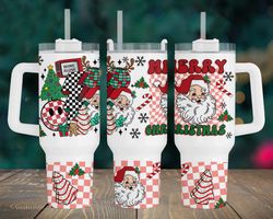 Retro Santa Claus Christmas 40oz Tumbler Wrap, Merry Christmas Png, Candy Cane Png, Sweet But Twisted, Santa Claus 40oz