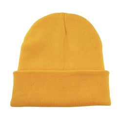 Yellow Cartoon Embroidered Beanie Unisex Casual Knit Hat