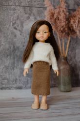 Knitted sweater, skirt for Paola Reina doll