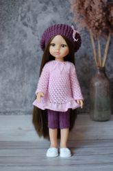 Knitted tunic, breeches and beret for Paola Reina doll