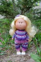 Knitted jumpsuit with pocket for Mia Nines D'Onil doll