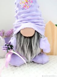 Lavender plush gnome decor gift for home