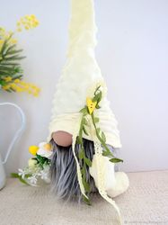 Spring plush gnome with flpwers home decor