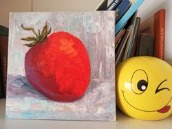 Tomato painting on canvas panel 20x20cm Original Oil Painting Fruits Still Life