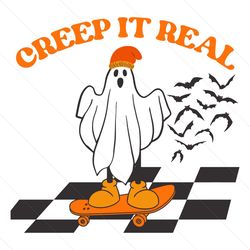Creep it Real Ghost Skateboard Checked Logo SVG