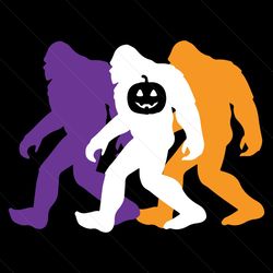 Bigfoot Pumpkin Sasquatch Lazy Halloween Logo SVG