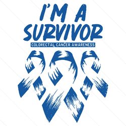 Im A Survivor Colorectal Cancer SVG, Dark Blue Ribbon SVG
