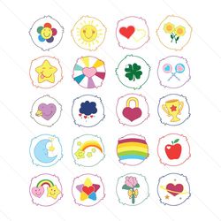 20 Care Bears Belly Badges Digital Files, Care Bears SVG Design Files