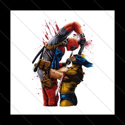 Deadpool and Wolverine Bloody PNG File Digital