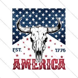 Western Cow Skull America Est 1776 PNG File Digital