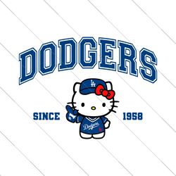 Cute Dodgers Since 1958 Baseball Kawaii Kitty SVG File Digital
