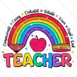 Glitter Teacher Rainbow Pencil PNG File Digital