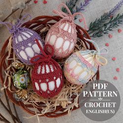 Crochet pattern Easter basket for egg. Cover crochet Easter for eggs. Easter decoration. Gift for Easter DIY.