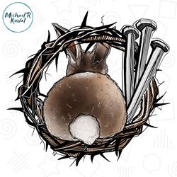 Happy Easter Day Crown Of Thorns Rabbit Back PNG