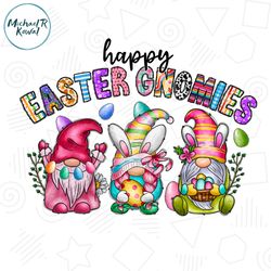 Happy Easter Day Bunny Ears Gnomies Clipart PNG