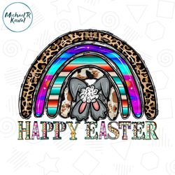 Happy Easter Bunny Back Rainbow Leopard PNG