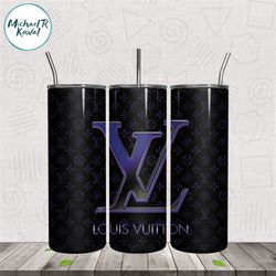Louis Vuitton Purple Black Brand Tumbler Wrap PNG