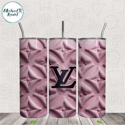 3D Puff Pattern Pink Louis Vuitton Tumbler Wrap PNG