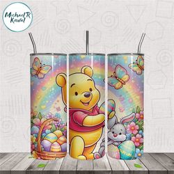 Winnie The Pooh Easter Rainbow Tumbler Wrap PNG