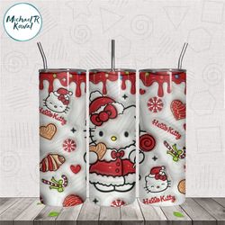 3D Christmas Hello Kitty Candy Tumbler Wrap PNG