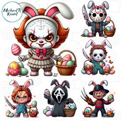 6 Killer Easter Chibi Cartoon Png Bundle