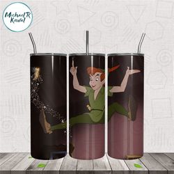Red Peter Pan Fly With Tinker Bell Tumbler Sublimation PNG