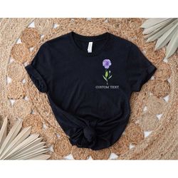 February Birth Flower Shirt Custom Text Violet Shirt Birth