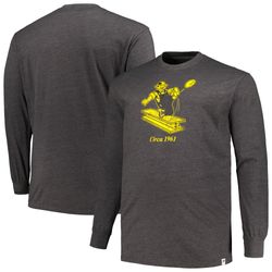Mens Pittsburgh Steelers  Profile Heather Charcoal Big   Tall Throwback Long Sleeve T-Shirt