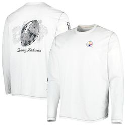 Mens Pittsburgh Steelers Tommy Bahama White Laces Out Billboard Long Sleeve T-Shirt