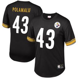 Mens Pittsburgh Steelers Troy Polamalu Mitchell   Ness Green Retired Player Name   Number Mesh Top