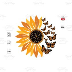 Sunflowers With Butterflies, Trending, Sunflower Lover, Sunflower Svg, Butterflies, Sunflower Print, Butterflies Shirts,