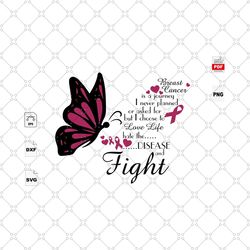 Breast Cancer Is A Journey, Butterfly, Butterfly Svg, Breast Cancer Svg, Cancer Awareness, Cancer Svg, Cancer Ribbon Svg