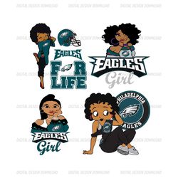 PHILADELPHIA EAGLES SVG, Black Girl Philadelphia Eagles SVG, Eagles Football SVG, Eagles Haed Design, Football SVG, Spor